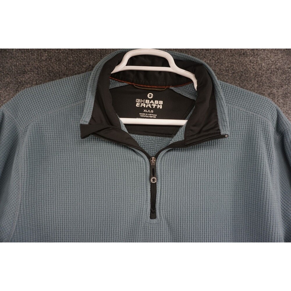 GH Bass Earth Fleece Sweatshirt Mens XL Blue 1/4 Zip Pullover